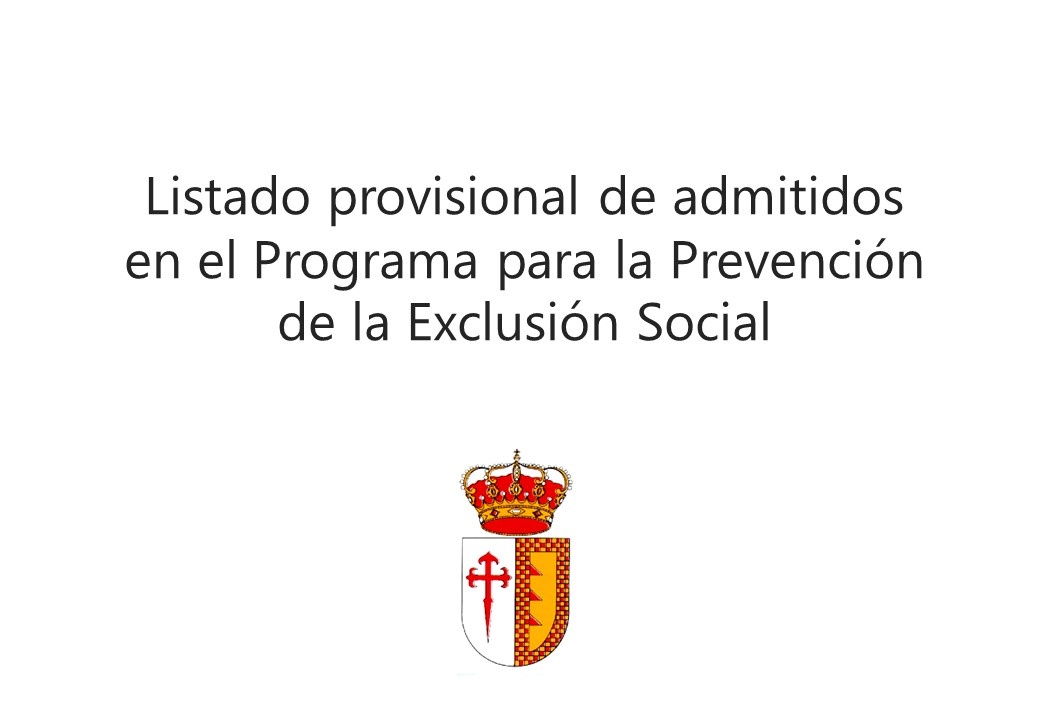 listado provisional de admitidos en el Programa para la Prevención de la Exclusión Social