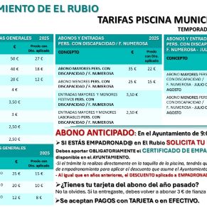 1.-ABONOS PISCINA MUNICIPAL DE EL RUBIO. TEMPORADA 2025