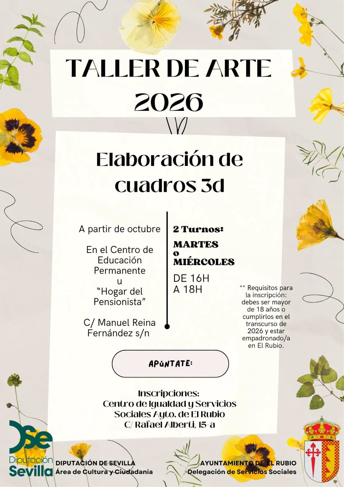 1.-INSCRIPCIONES PARA EL TALLER DE ARTE Y PUNTO