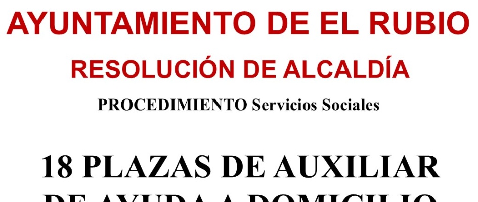 18 PLAZAS DE AUXILIAR DE AYUDA A DOMICILIO