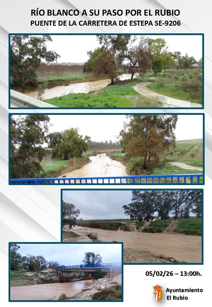 2.-DESCIENDE EL NIVEL DE CAUDAL DEL RÍO BLANCO A SU PASO POR EL RUBIO
