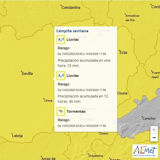 2.-LA AGENCIA ESTATAL DE METEREOLOGÍA ESTABLECE EL NIVEL AMARILLO HASTA LAS 6 DE LA TARDE
