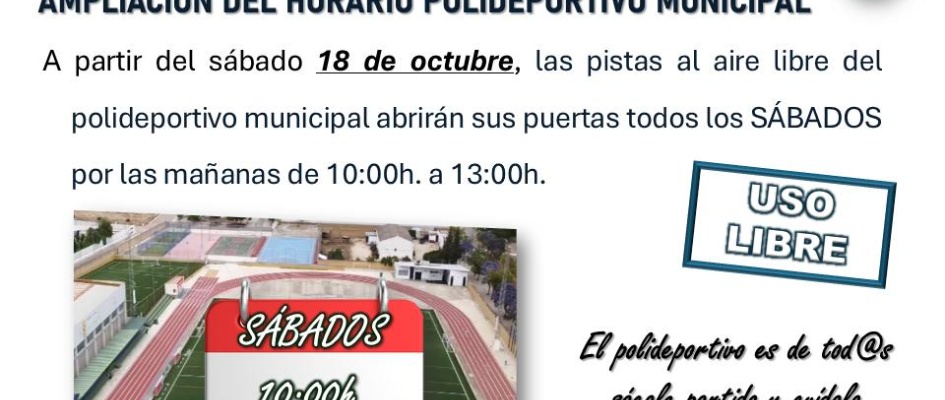 AMPLIACIÓN DEL HORARIO DEL POLIDEPORTIVO MUNICIPAL