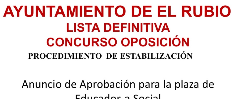 Anuncio de Aprobación para la plaza de Educador-a Socia y otra de Monitor-a Aux