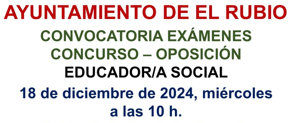 CONVOCATORIA EXÁMENES EDUCADOR SOCIAL