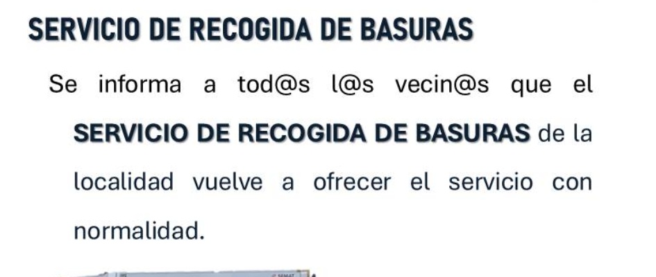 EL SERVICIO DE RECOGIDA DE BASURAS VULEVE A FUNCIONAR CON NORMALIDAD