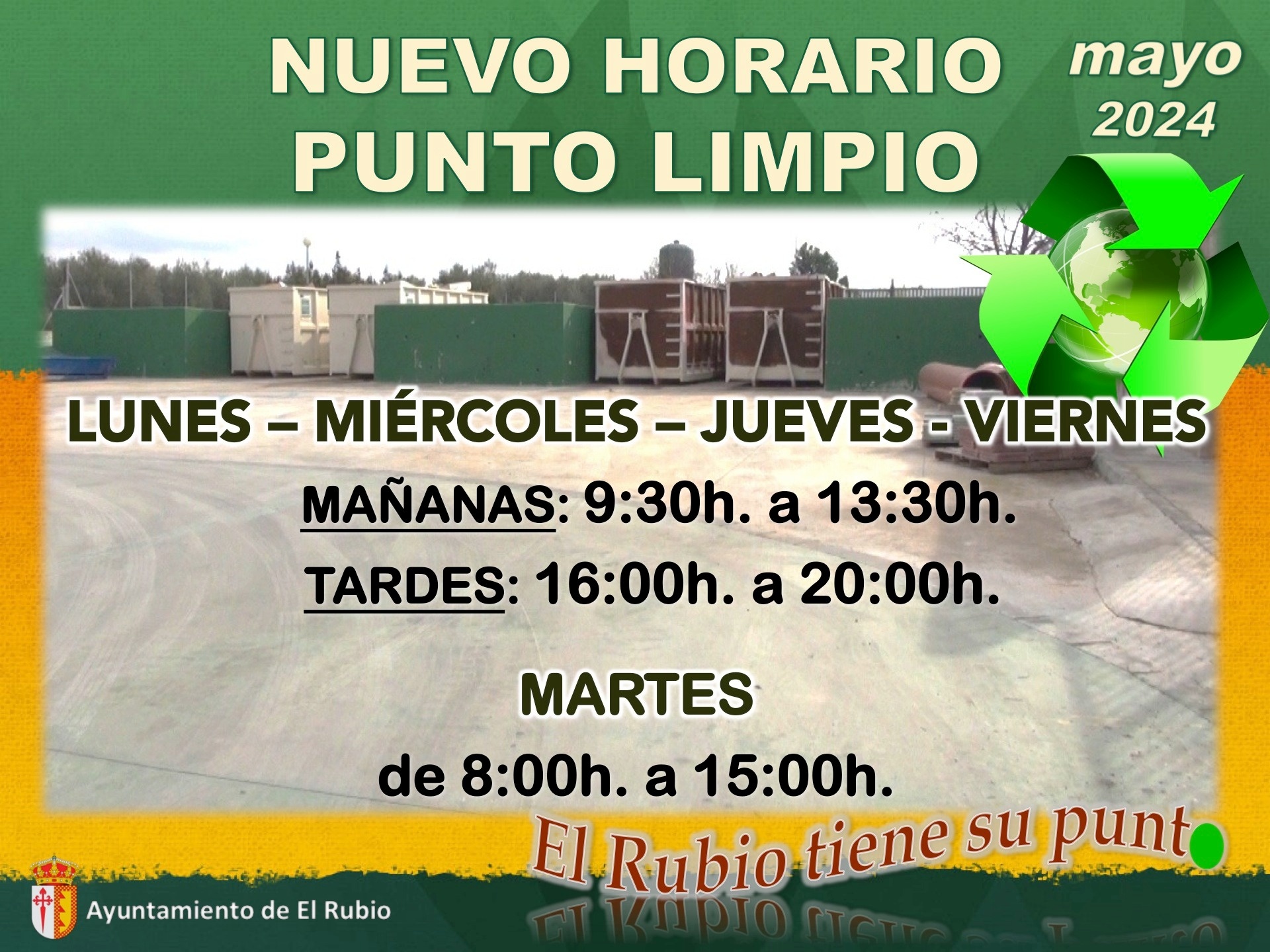 HORARIO DEL PUNTO LIMPIO DURANTE EL MES DE MAYO