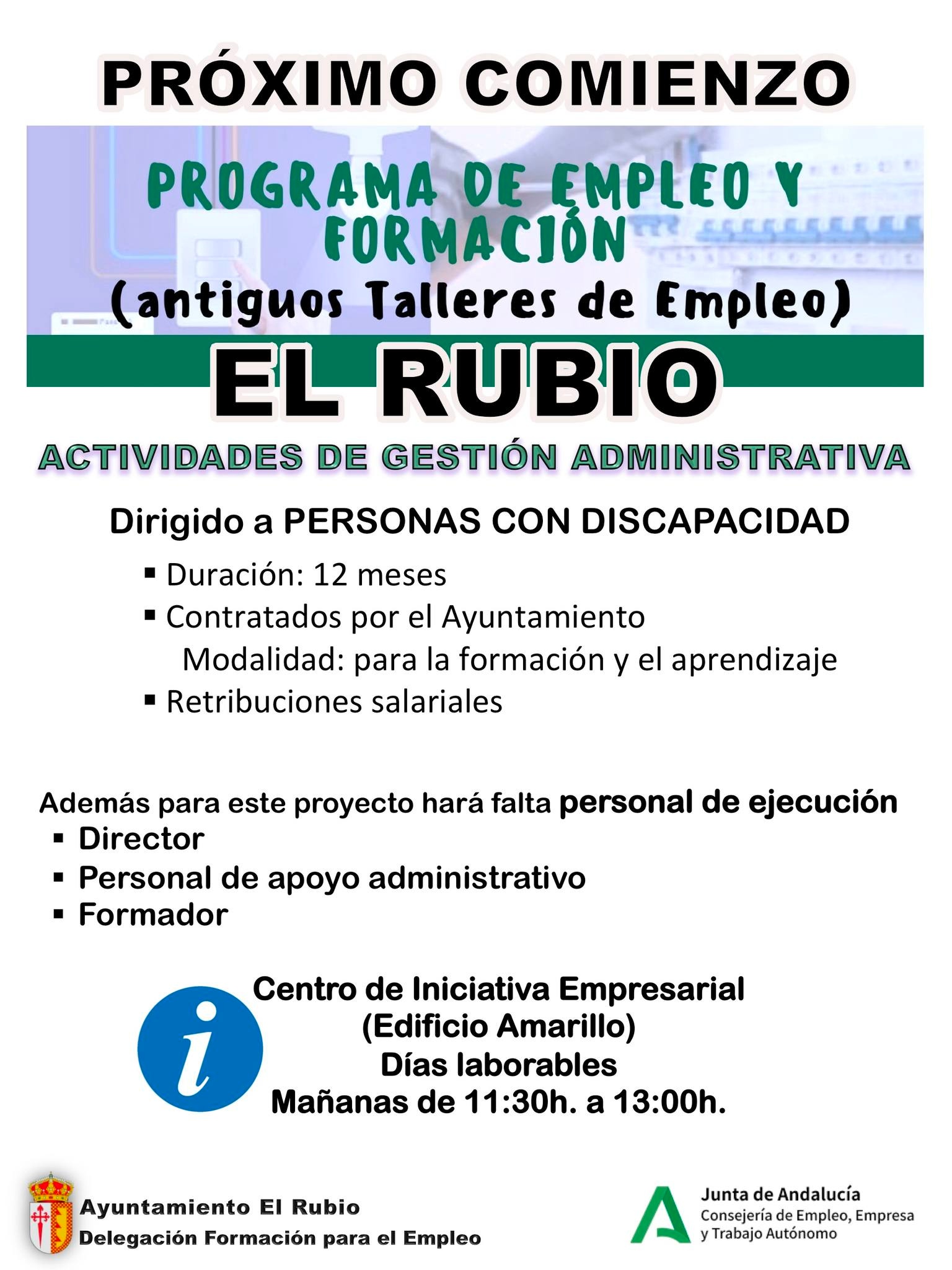 PROGRAMA DE EMPLEO Y FORMACIÓN EN EL RUBIO