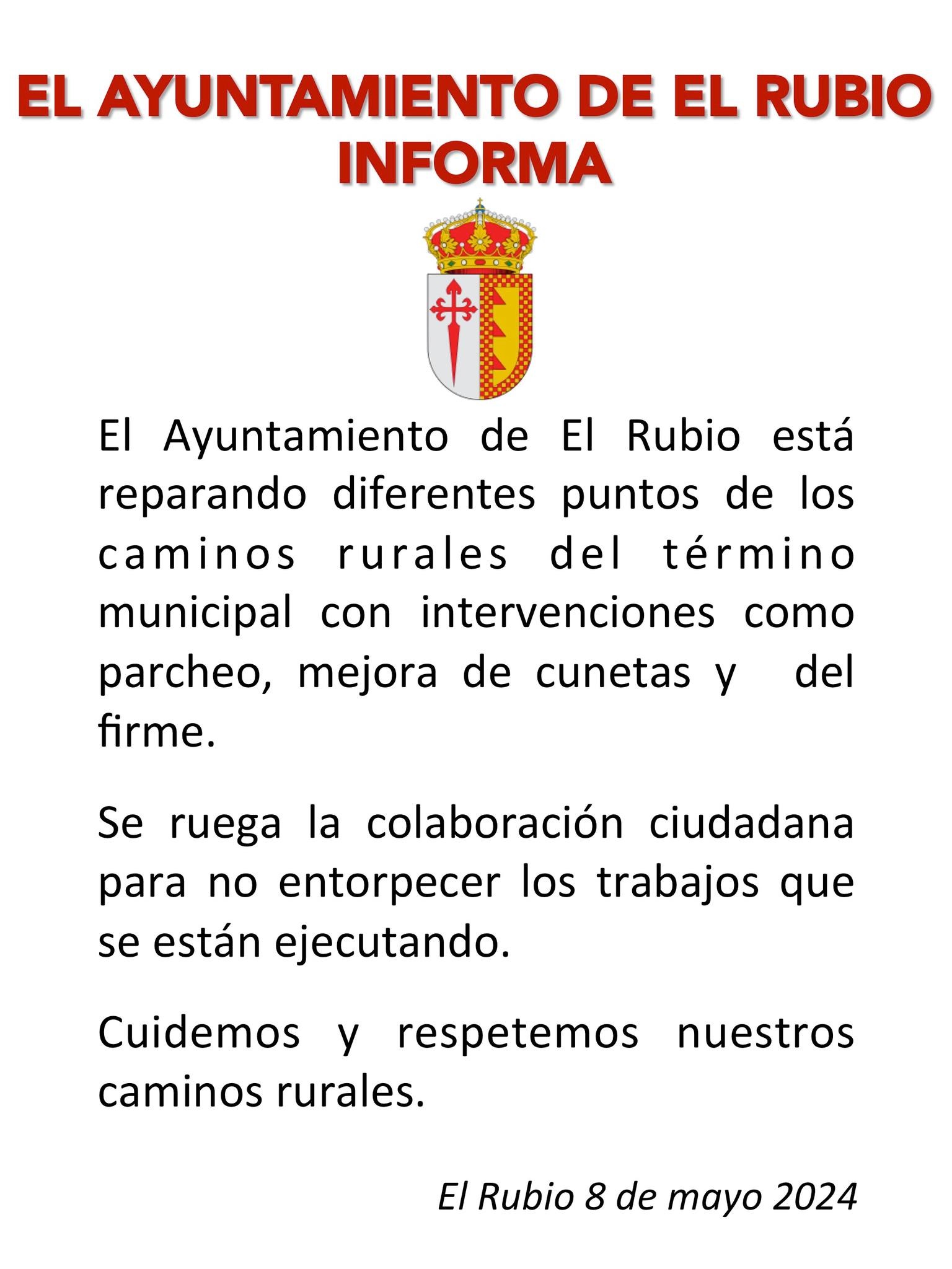 Reparación en los caminos rurales de El Rubio