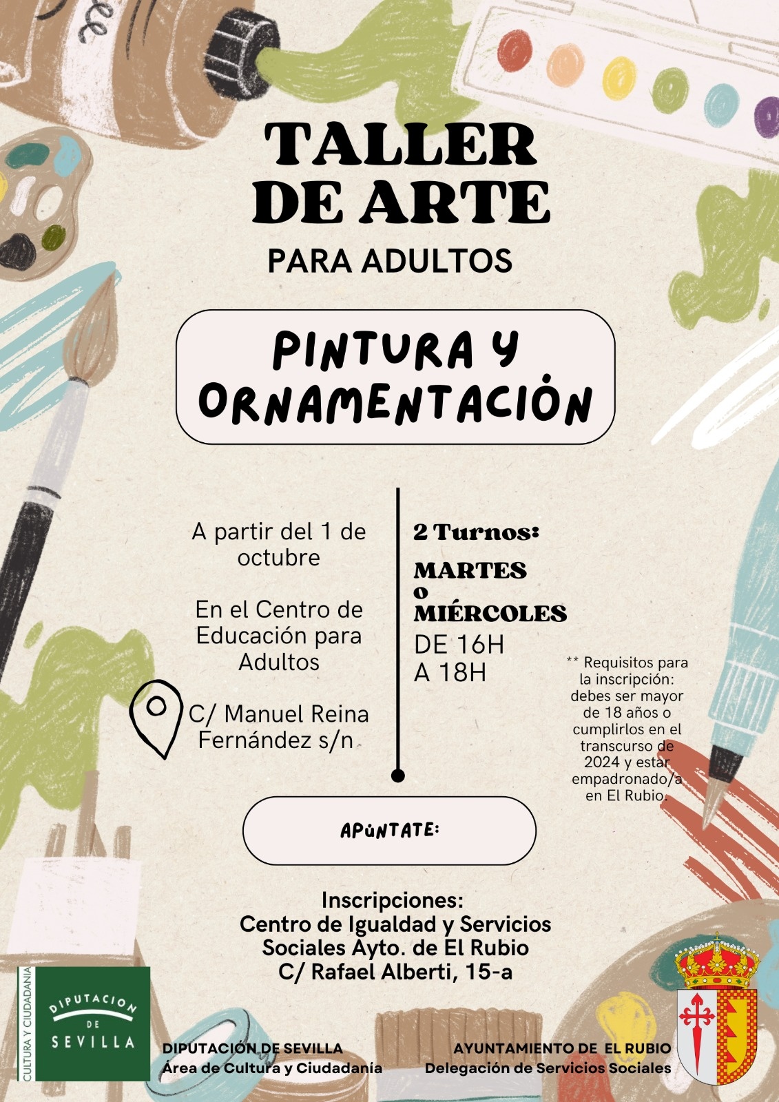 TALLER DE ARTE para adultos de Pintura y ornamentación